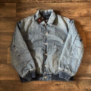 Levi's Men's Rowan Denim Bomber Varsity Jacket Blue Size Large NEW